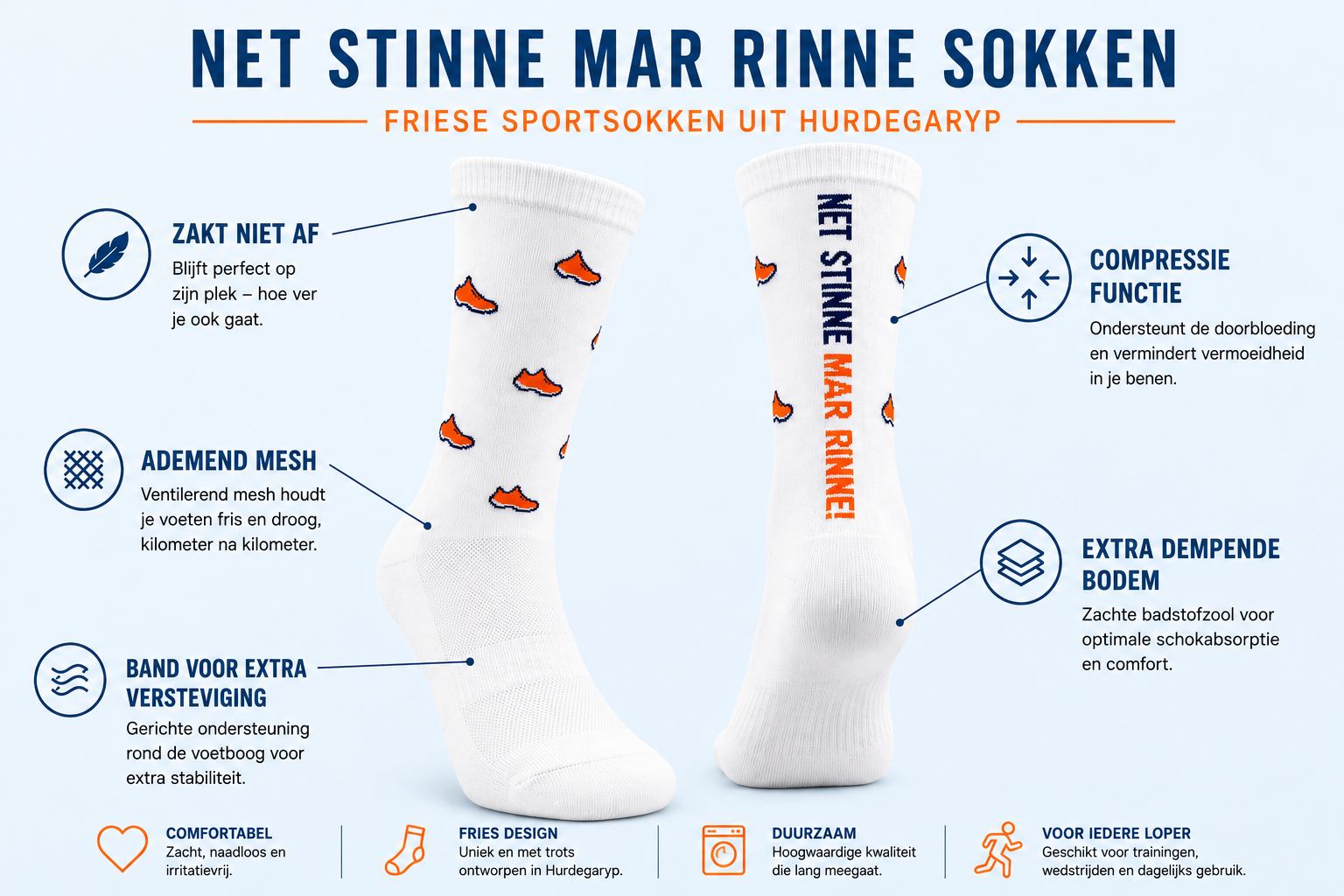 Kenmerken van de Net Stinne Mar Rinne hardloopsokken